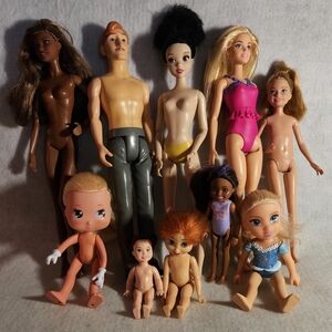 Barbie Hasbro Disney 10 Assorted Dolls Clean
